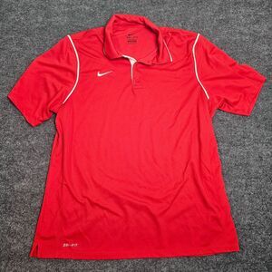 Nike Dri Fit Size L Large Mens Active Polo Shirt Short Sleeve Red Golf